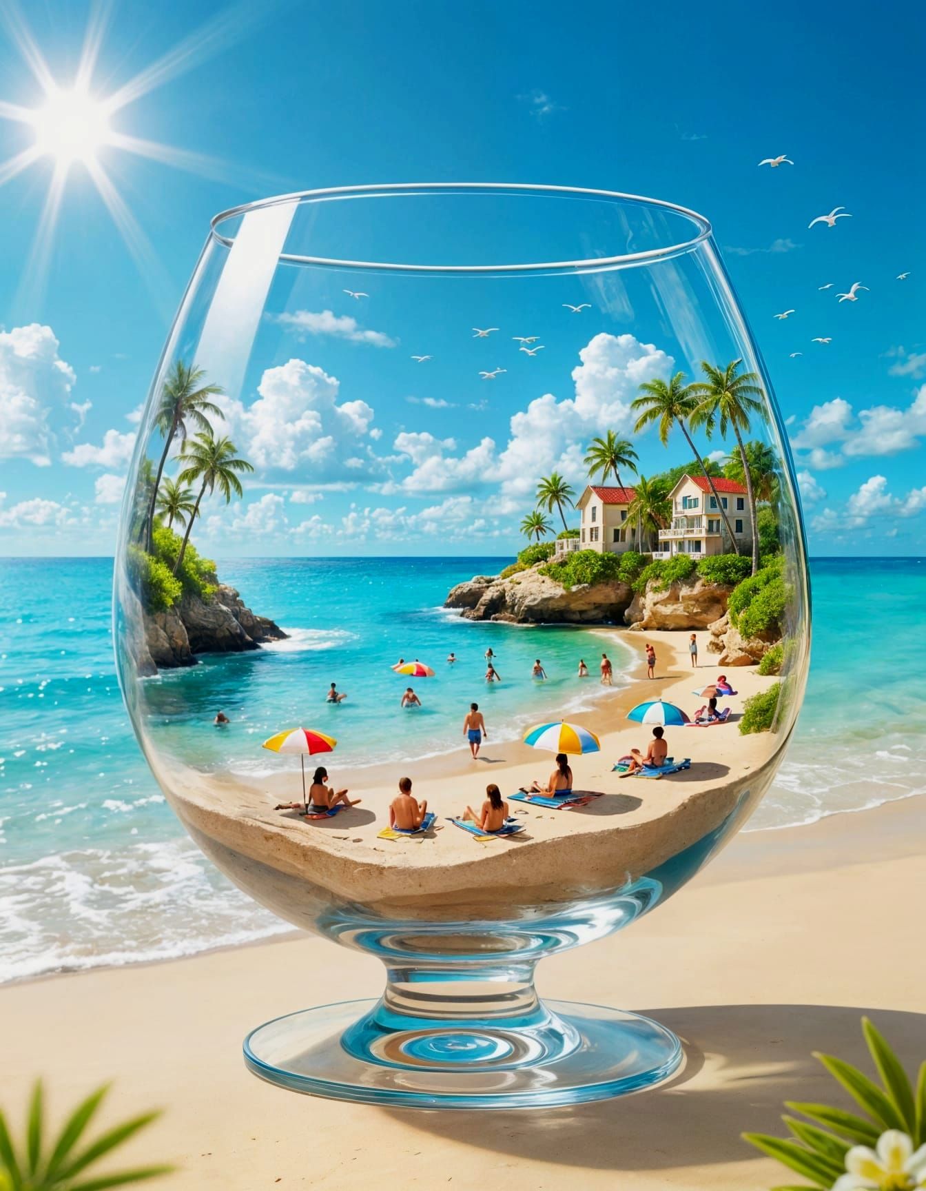 Miniature Beach Paradise Inside a Glass