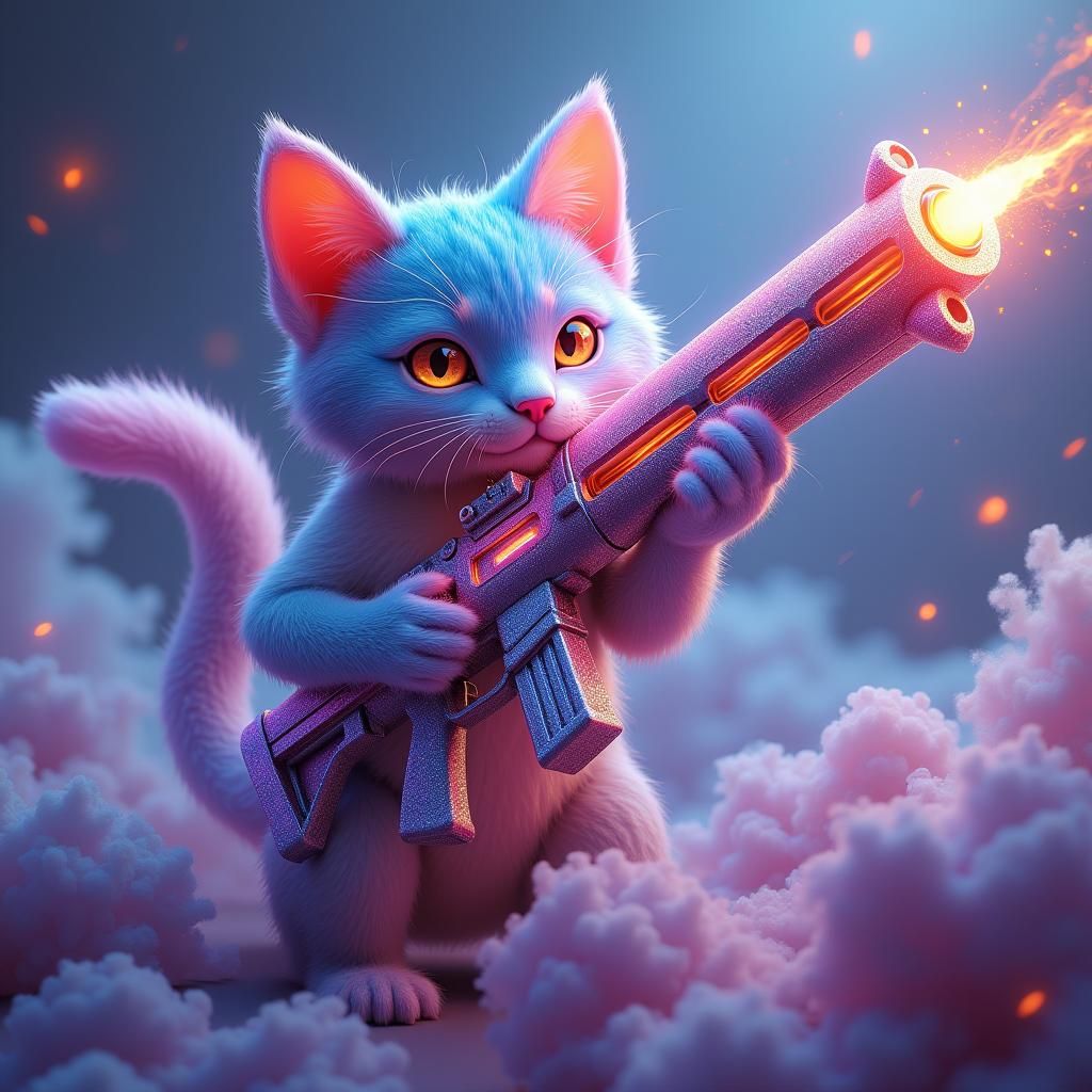 Iridescent Cat Firearm: A Fantasy Art Piece