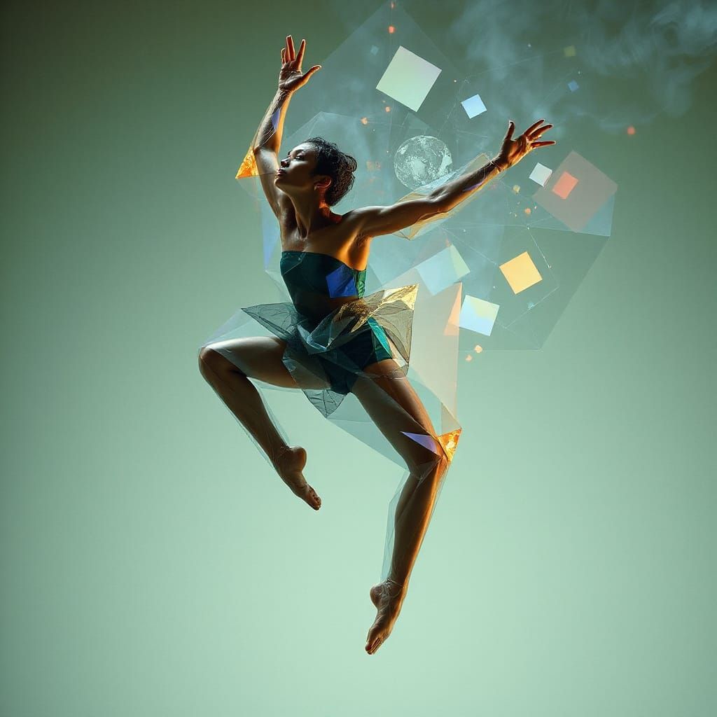 Geometric Acrobat Portrait in Cubist Style