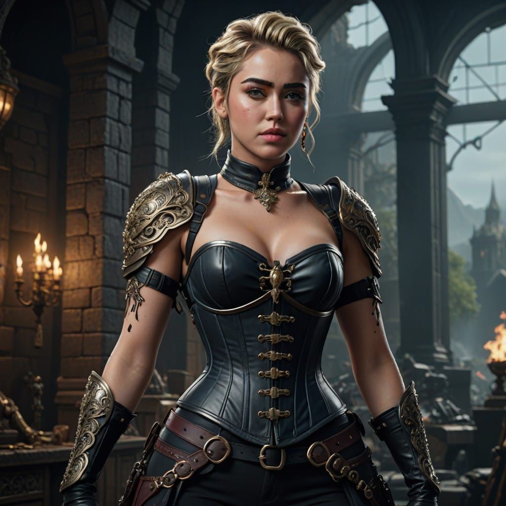 Sagittarian Siren in Corset, Fantasy Concept Art in Unreal E...