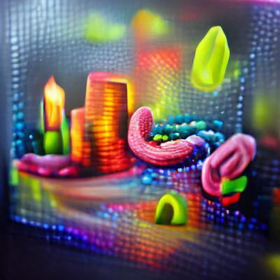 Colorful Holographic Background with Neon Quilling Design