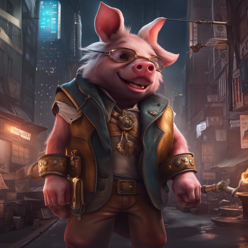 Three Little Pigs as Mob Bosses in Art Nouveau Style