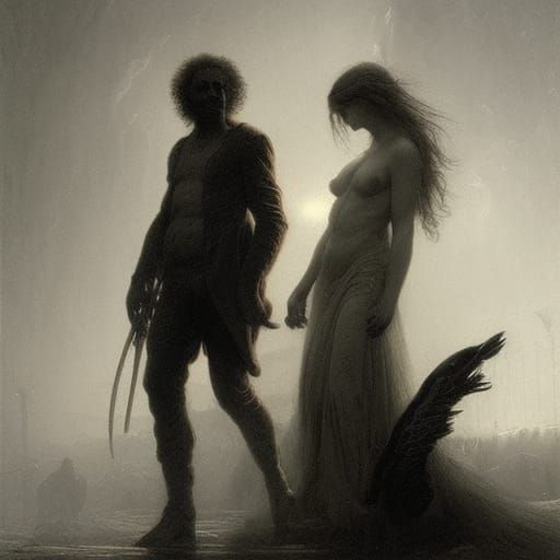 Sexual Intercourse Depicted in Horror Illustration Style