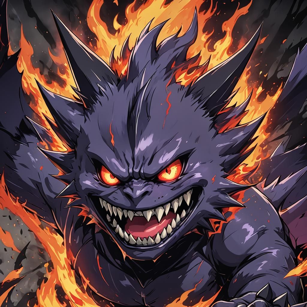 Demonic Seraphim Gengar Portrait in Anime Style