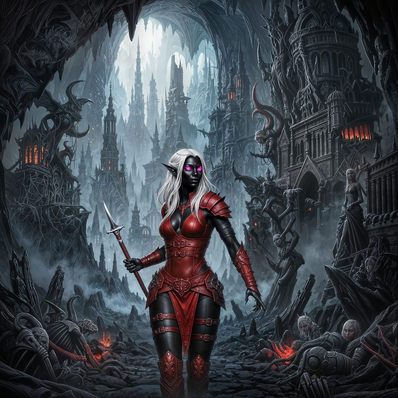 Drow Elf in Forsaken Underground City