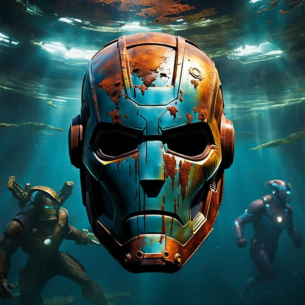 Rusted Avengers Helmet Underwater