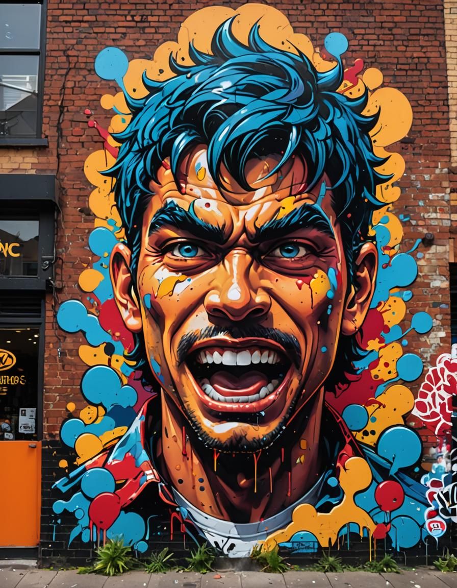 Vibrant Cartoon Mural: Street Art in Urban Style