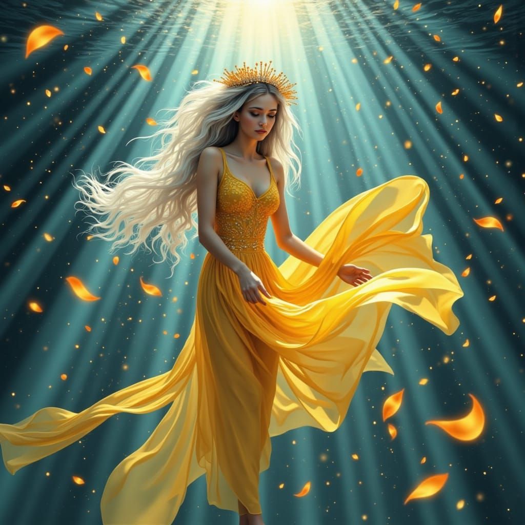 Underwater Holographic Pinup with Luminescent Koi