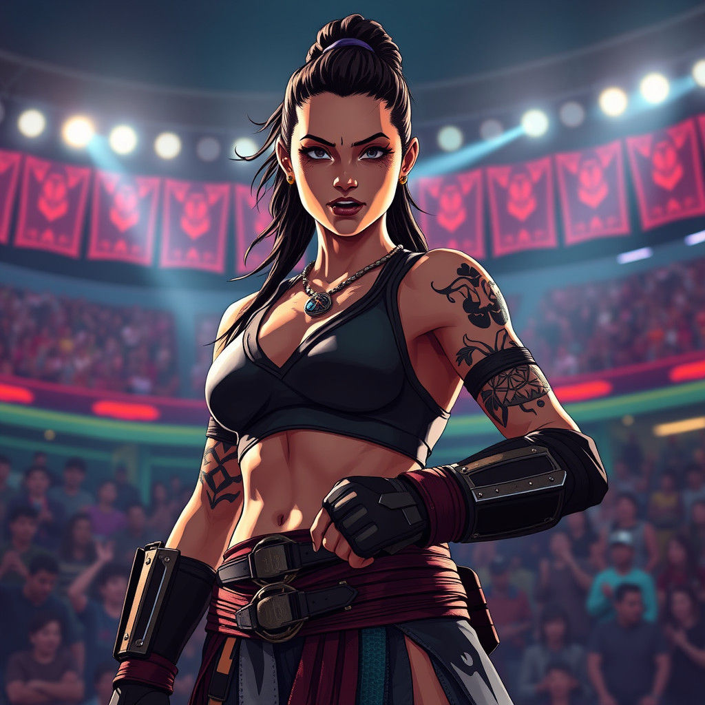 Samoan Warrior in Manga Style Stands Ready