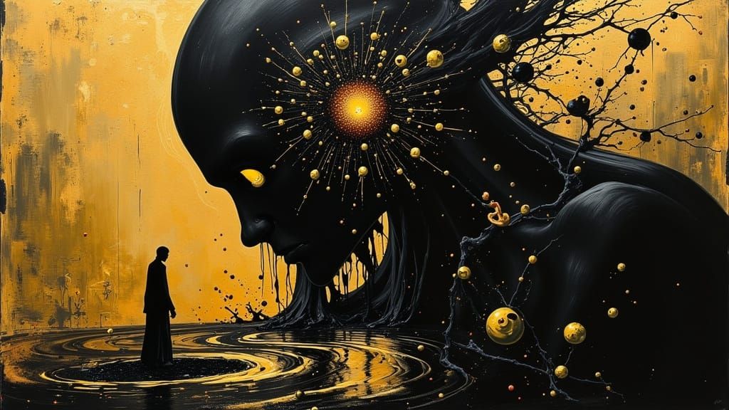 Dark Oil Painting of a Soulful Void