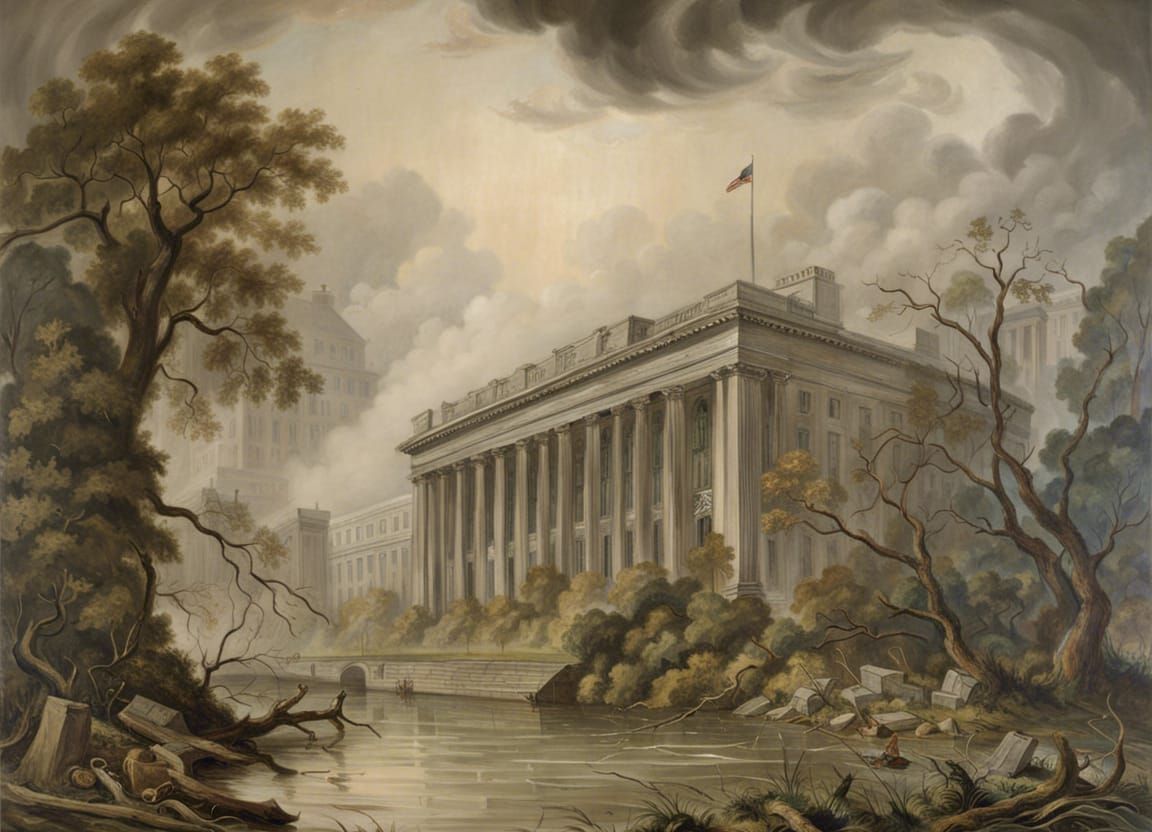 Overgrown, Collapsed Federal Reserve: Painting by Constable