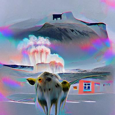 Surreal Iceland Cow Atomic Bomb Landscape