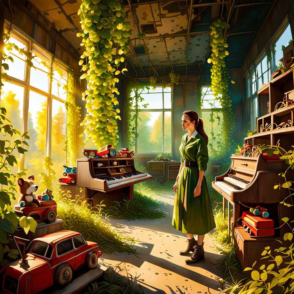 Enchanted Pripyat: Girl and Toys in Abandoned School