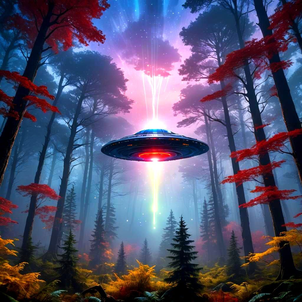 Detailed UFO Matte Painting in Deep Color