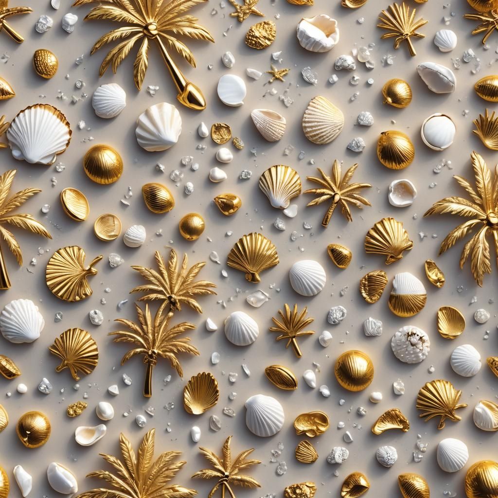 Gold Bullion on Beach in Synthwave Style