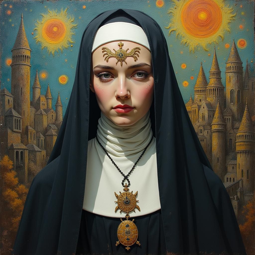 Holy Turtle Nun in Neo-Expressionist Style