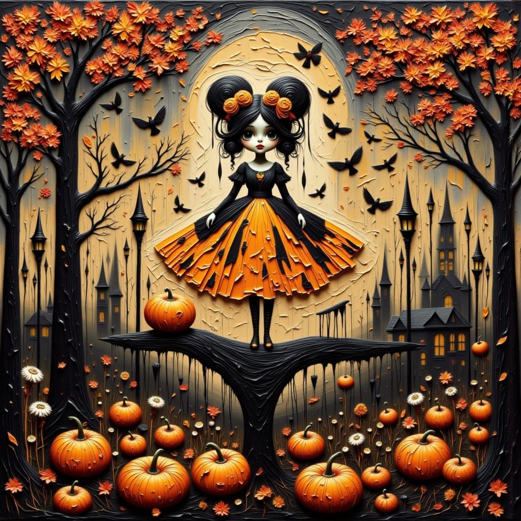 Fairytale October Halloween Dreamworld in Klimt Style