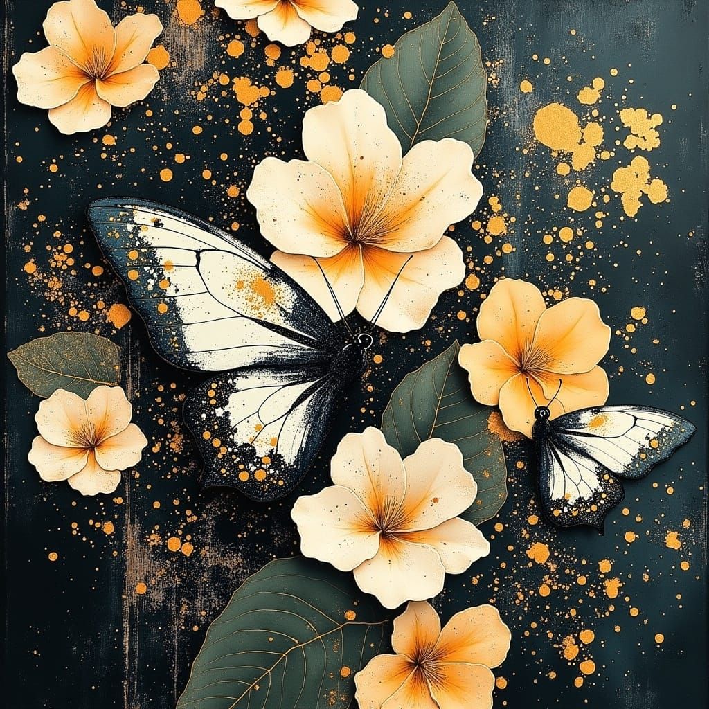 Delicate Butterflies Perched on Vibrant Tropical Flowers