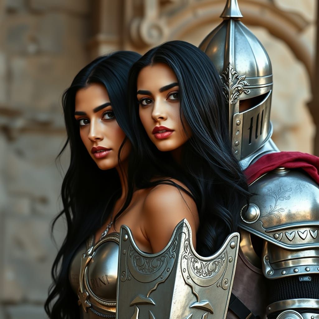 Latin American Lady Knight Beside King Arthur