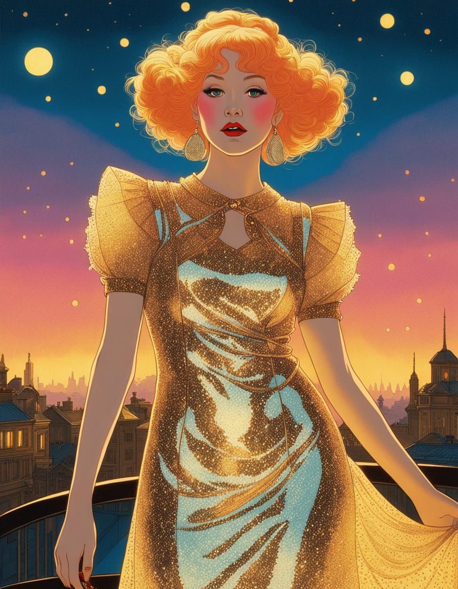 A pizza woman with pepperoni freckles and cheese hair wears ...