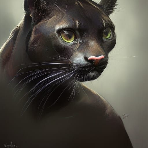 Hyperrealistic Black Puma Portrait in Unreal Engine 5