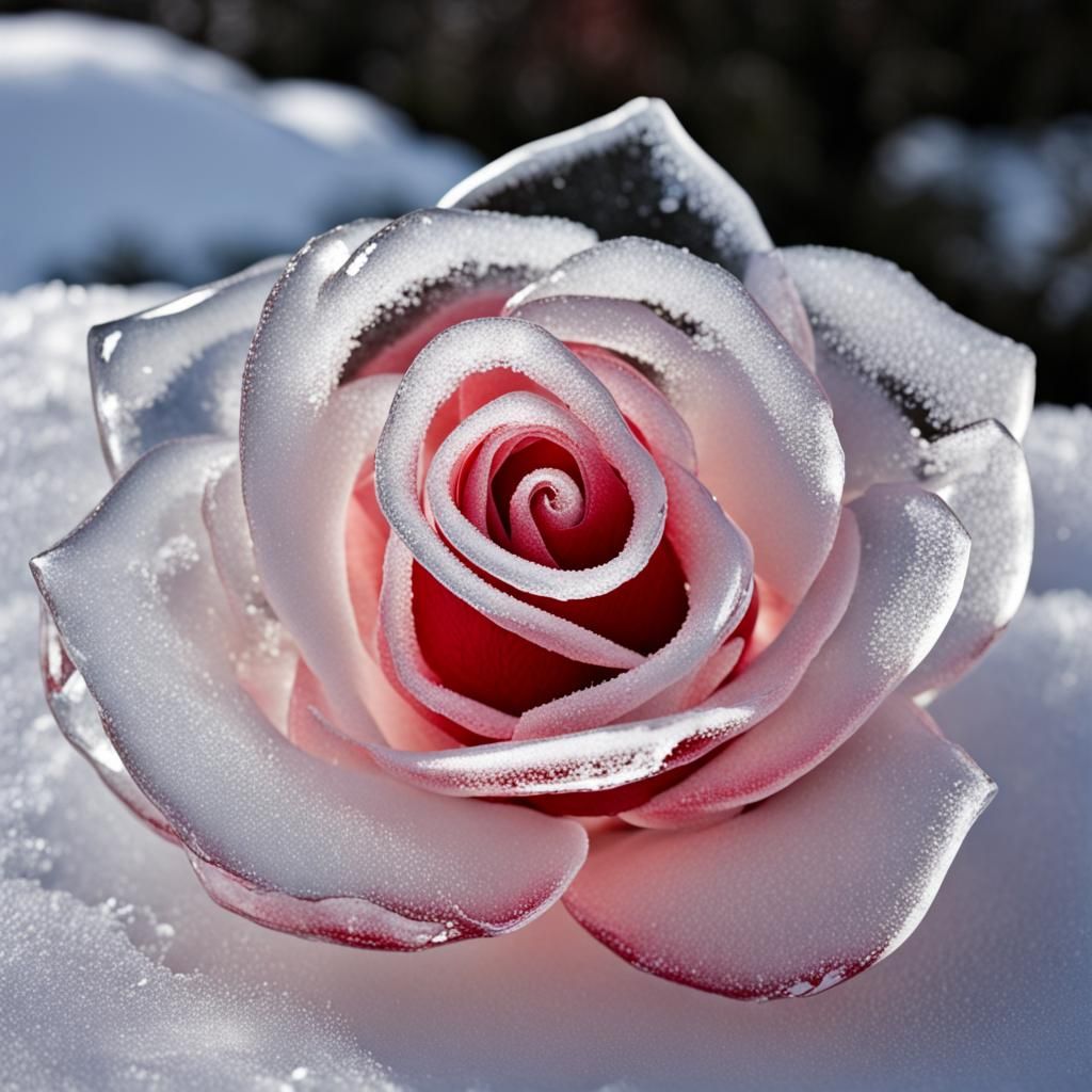 Icy Rose: A Frozen Floral Sculpture