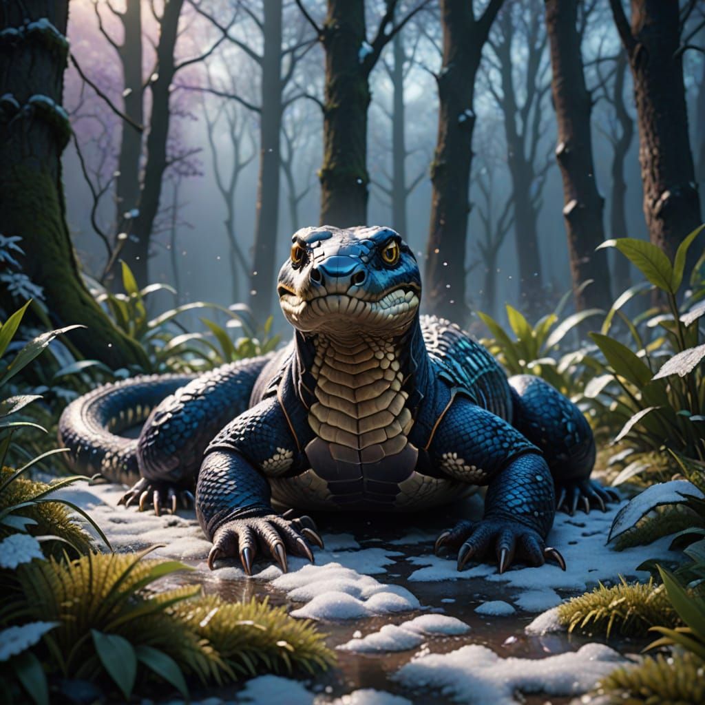 Fantasy Concept Art of Snowflake Anaconda