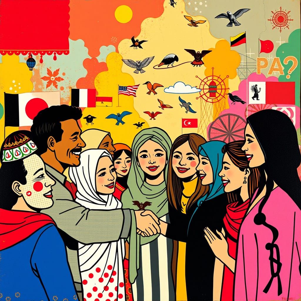 Global Unity Celebrated in Vibrant, Whimsical Art