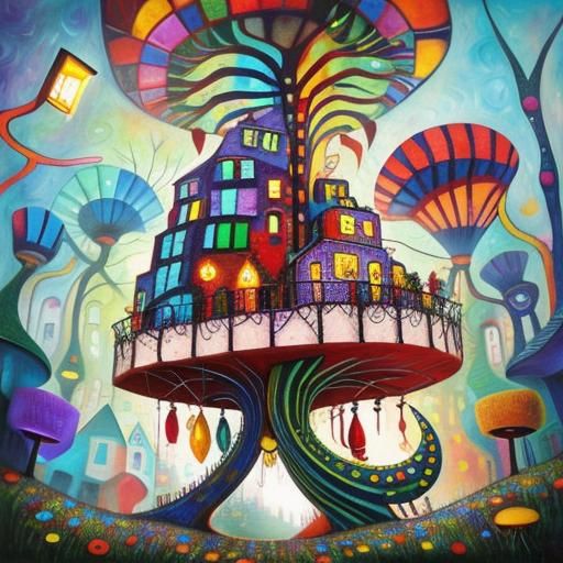 Angler Fish Mosaic in Pop Surrealism Style