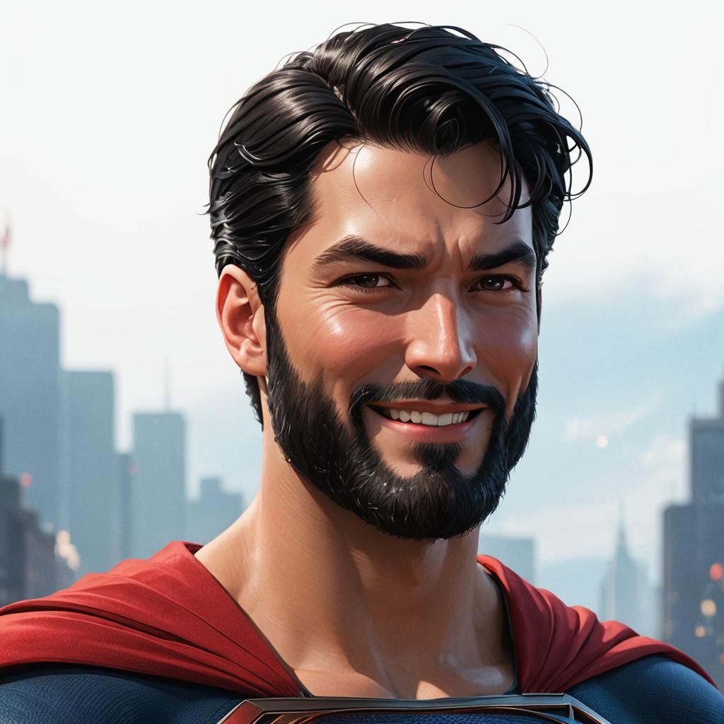 Cheerful Anime Superman with Velvet Cape