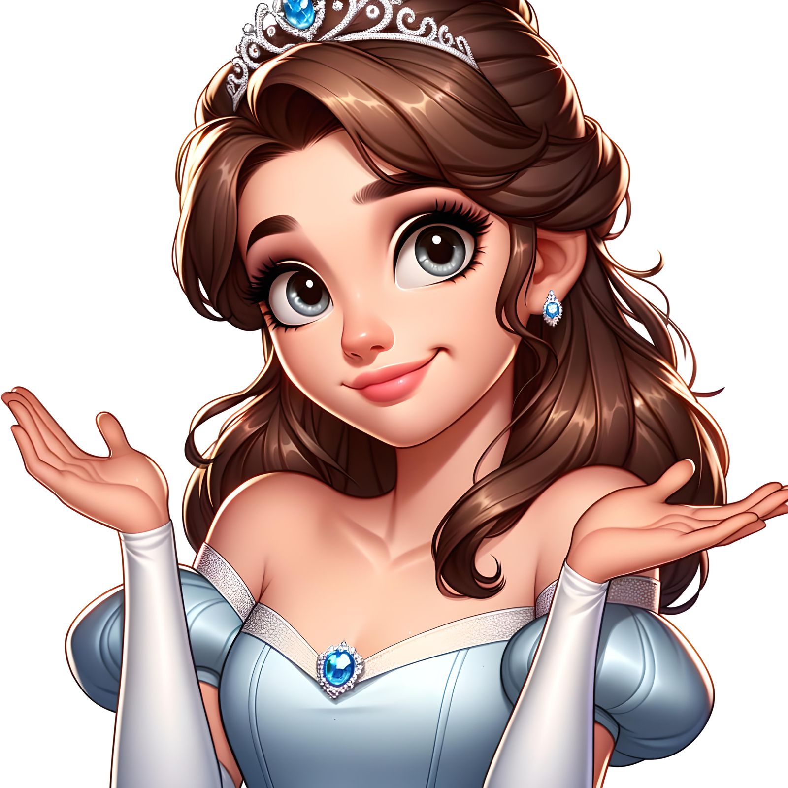 Cartoon Princess Shrugging with Sarcastic Expression