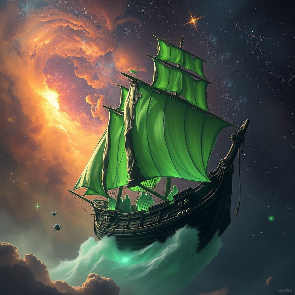 Spectral Galleon Sailing Through Cosmic Nebula