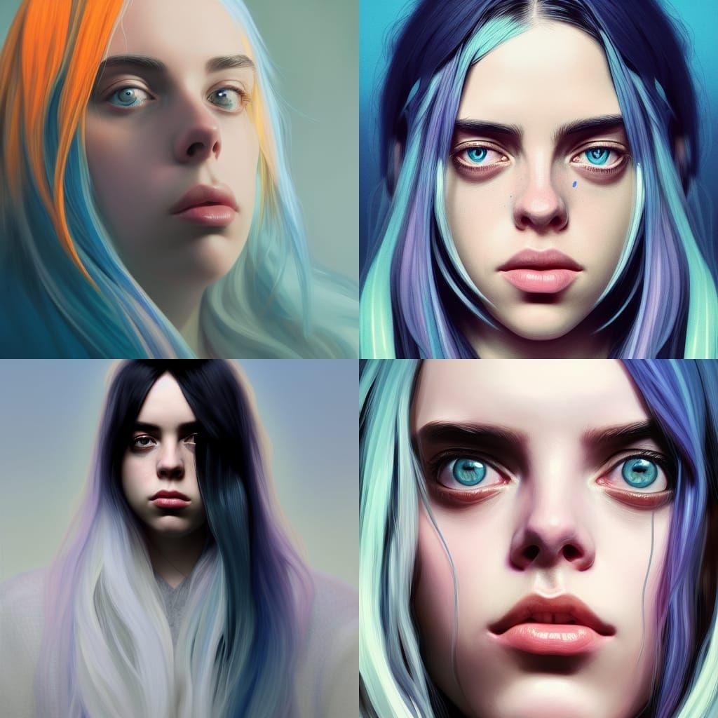 Billie Eilish Portrait in Art Nouveau Style