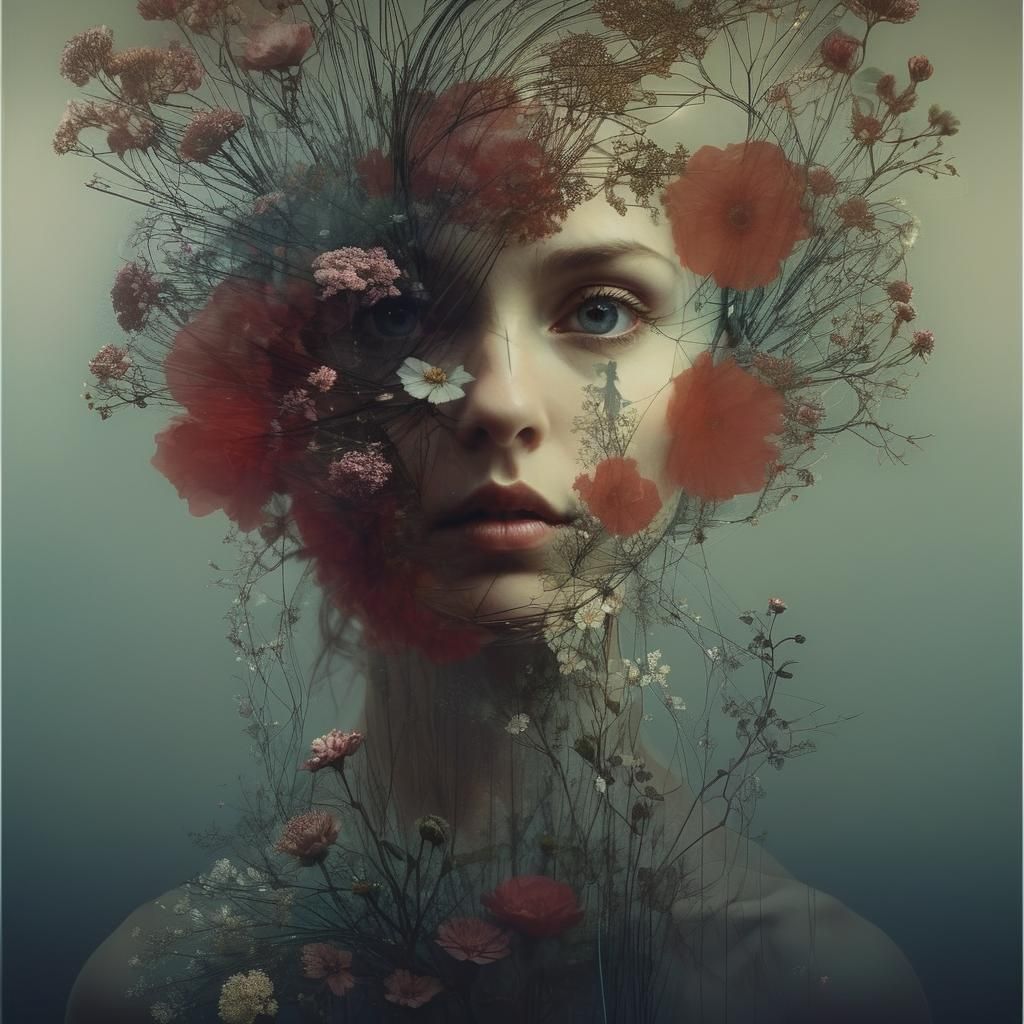 Surreal Ballet Dancer Double Exposure Collage