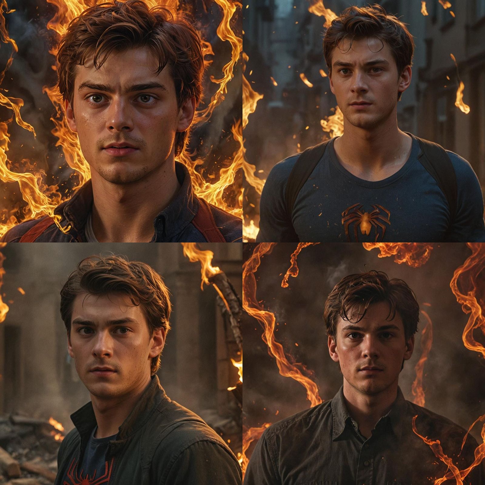 Peter Parker in a Fiery Fantasy Artscape