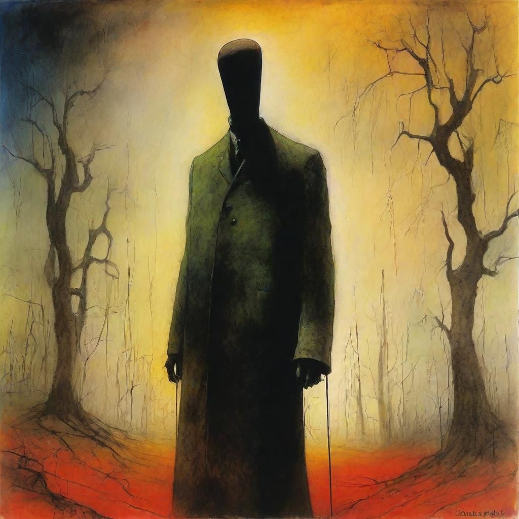 Sinister Invisible Man: Gouache and Watercolor Masterpiece