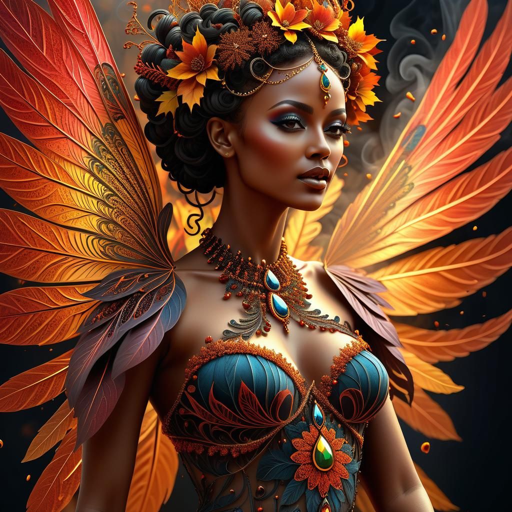 Stylized Autumn Fairy with Fractal Details