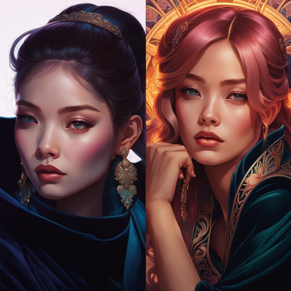 Dreamy Portrait in Art Nouveau Style
