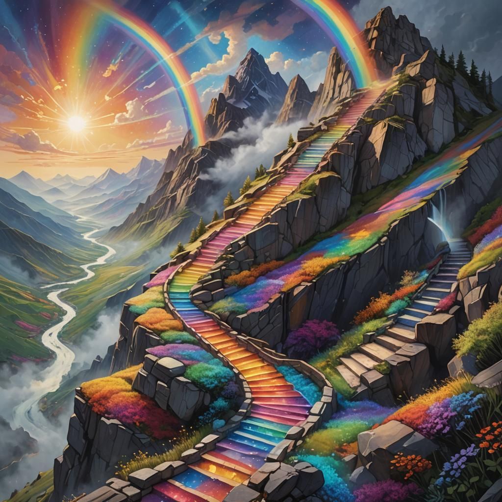 Rainbow Road to Heaven: Surreal Concept Art