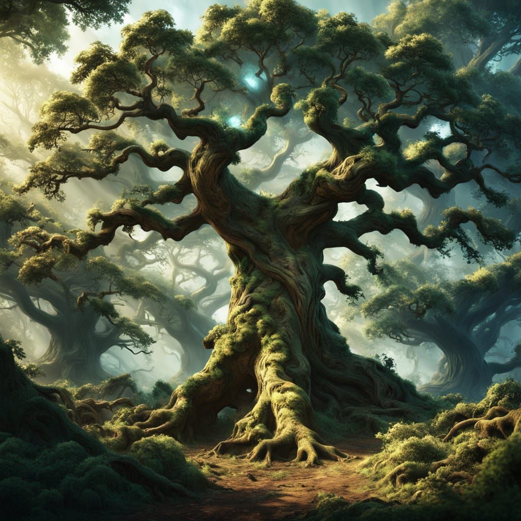 Fantasy Walking Oak Tree in Ultra-Realistic 3D