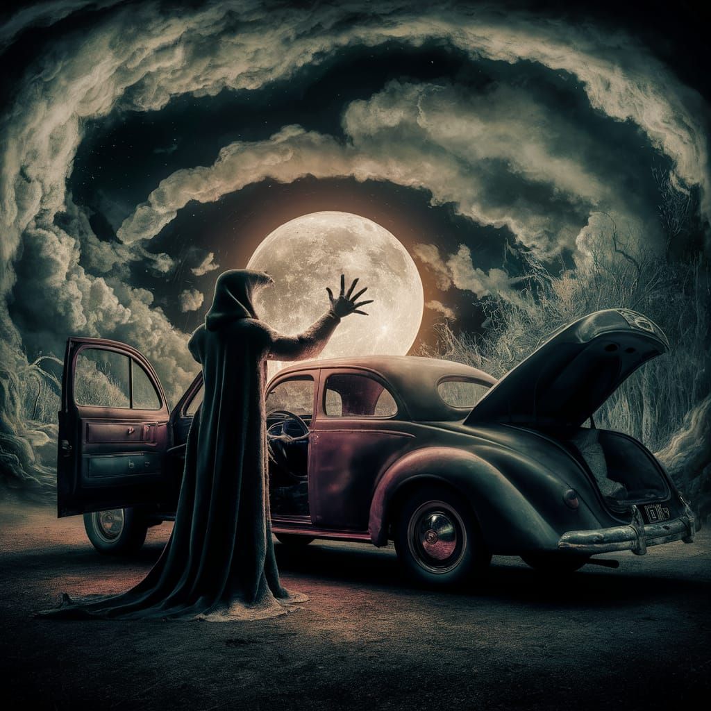 Dark Fantasy: Enigmatic Figure and Glowing Orb