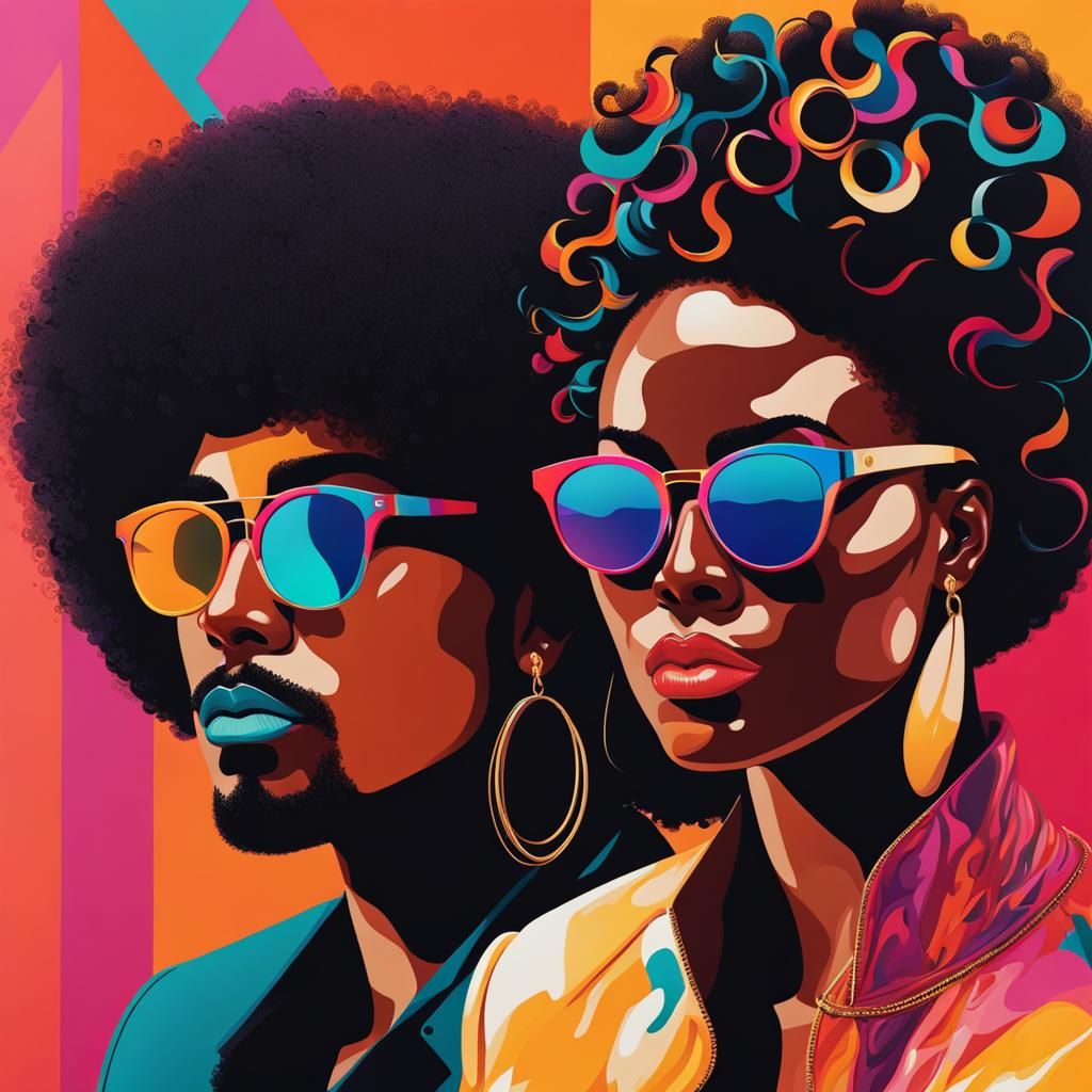 Colorful Abstract Portrait of a Girl and Guy