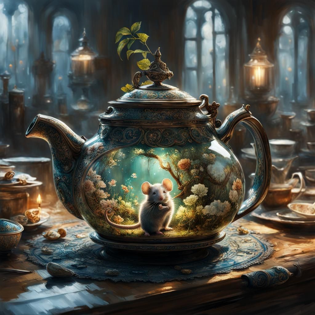 Magical Mouse Teapot: Hyperdetailed Concept Art