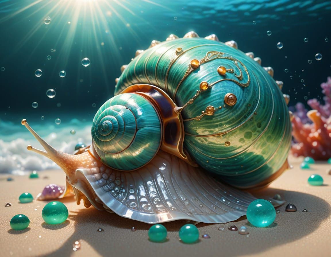 Iridescent Snail Soars Through Turquoise Ocean Waters