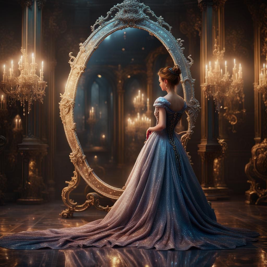 Princess in Sparkling Dress: Detailed Fantasy Art