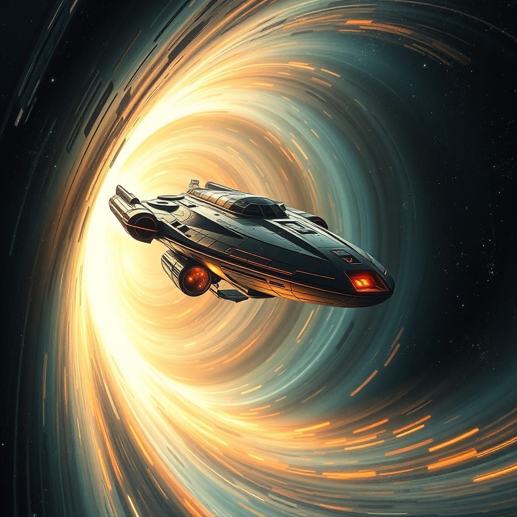 Majestic Starship in Cosmic Vortex