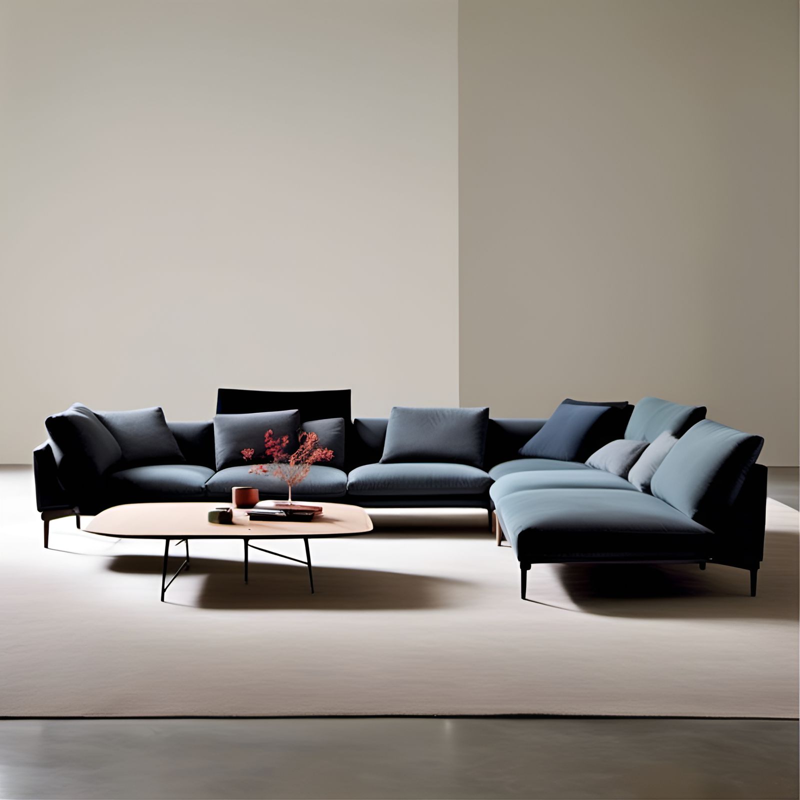 Minimalist Modular Sofa with Graffiti Art