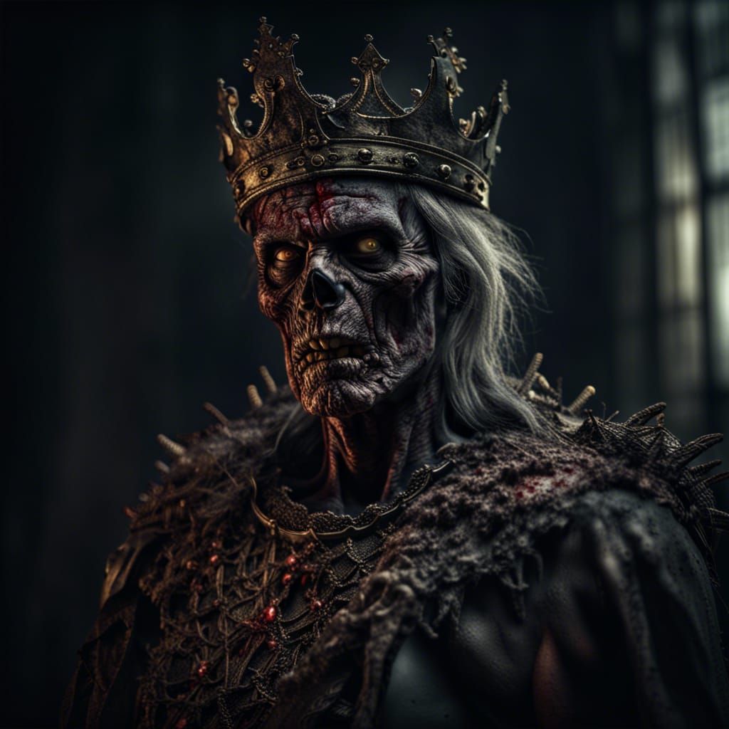 Hyperrealistic Zombie King in Cinematic Composition