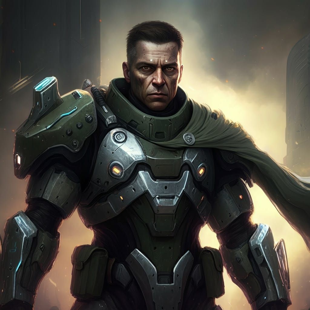 Cyberpunk Soldier in Futuristic Armor