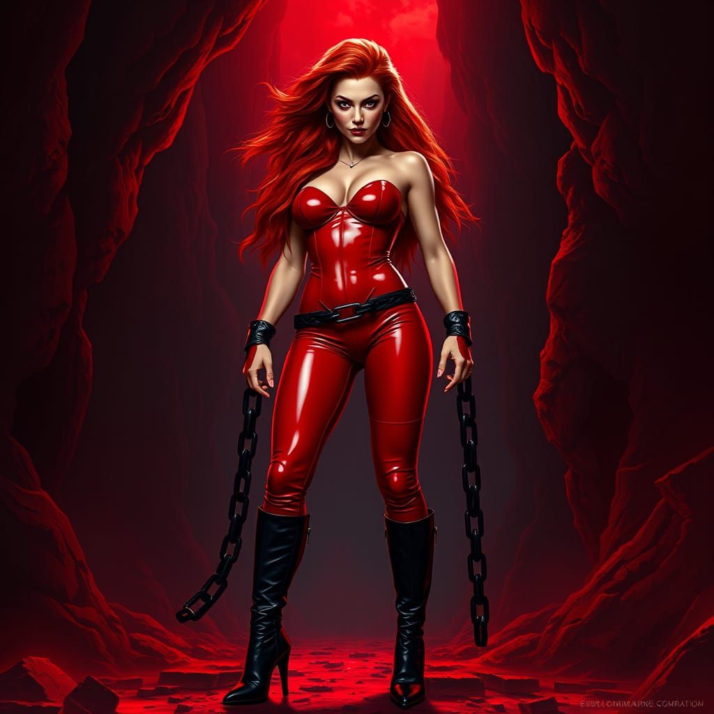 Sensual Latina Goddess in Dark, Surreal Landscape